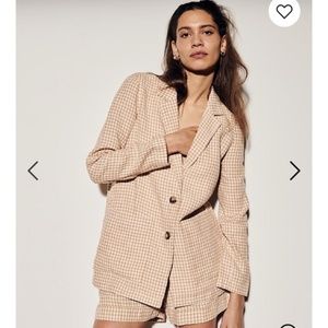 NWOT Madewell Linen Dorset Blazer in Gingham Check